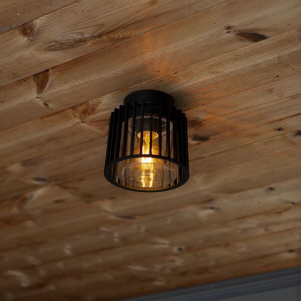 Lutec - Shyne - 6397501012 - Black Clear Glass IP54 Outdoor Ceiling Flush Light