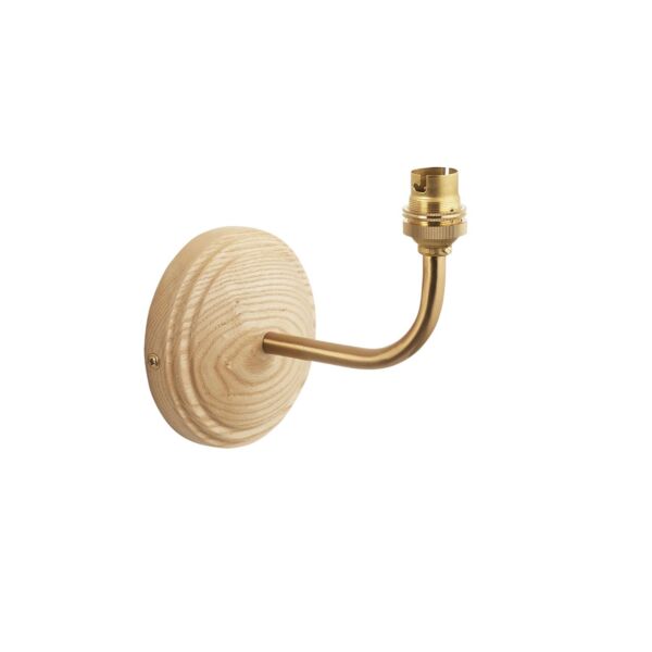 Endon Lighting - Wood Arc - 115076 - Ash Wood Aged Brass Wall Light