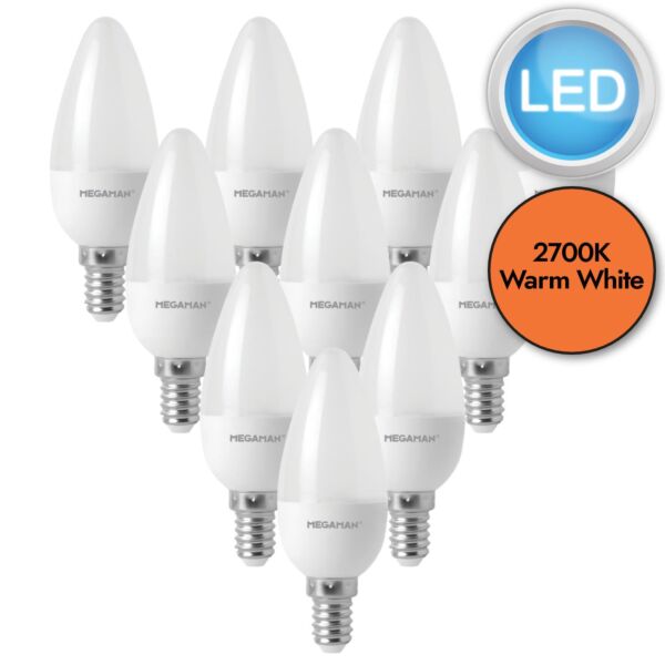 10 x 2.9W LED E14 Candle Light Bulbs - Warm White