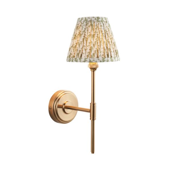 Endon Lighting - Step T Bar & Leaf 16cm - 115761 - Aged Brass Green Wall Light