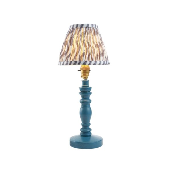 Endon Lighting - Bibury & Ripple 16cm - 115892 - Blue Aged Brass Grey Table Lamp With Shade