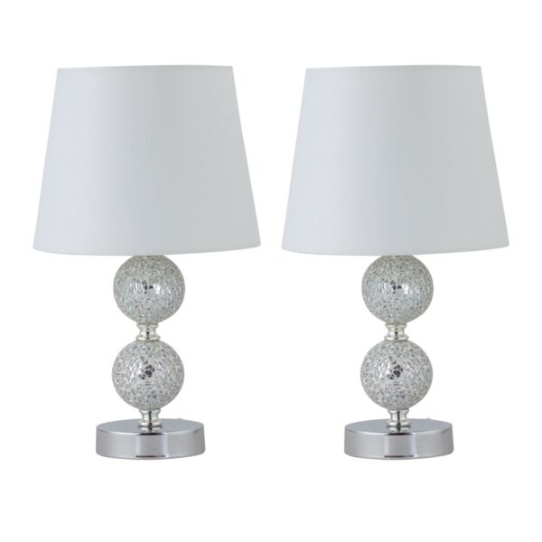 Set of 2 Mosaic Touch Lamps with White Shades