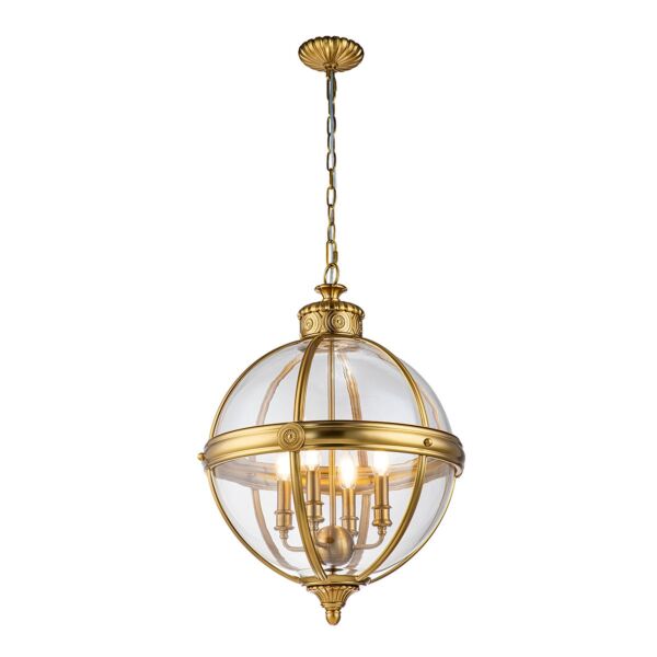 Feiss Lighting - Adams - FE-ADAMS-4P-BB - Brass Clear Glass 4 Light Ceiling Pendant Light