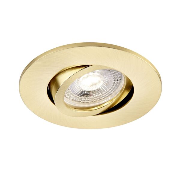 Saxby Lighting - Saxby ShieldONE 75 - 109806 & 113316 - Satin Brass Tilt Recessed Fire Rated Ceiling Downlight