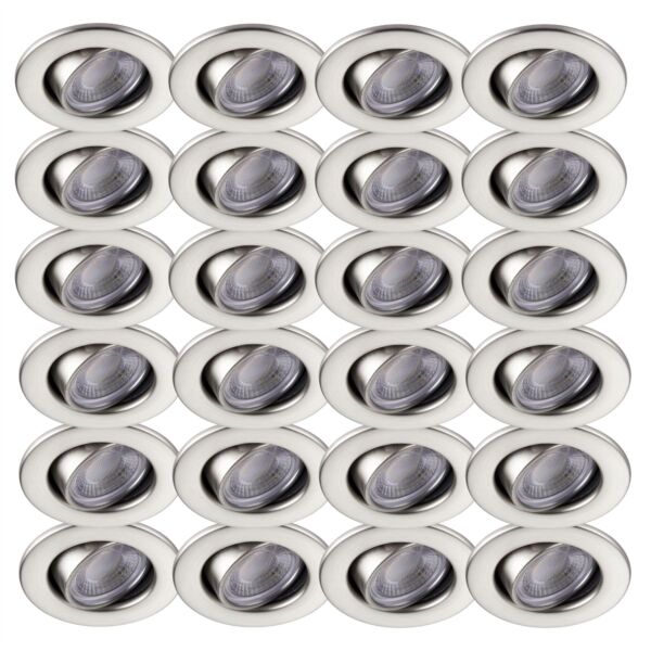 Set of 24 Satin Nickel Fire Rated 6W LED 4000K Tilt Recessed Downlight