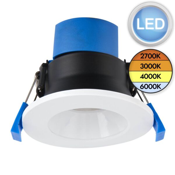Saxby Lighting - ShieldPRO Anti Glare - 112541 - LED White Clear IP65 Bathroom Recessed Fire Rated Ceiling Downlight