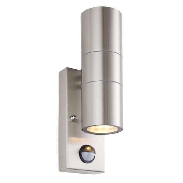 Saxby Lighting - Scope PIR/Photocell - 121029 - Stainless Steel Clear Glass 2 Light IP65 Outdoor Wall Washer Light