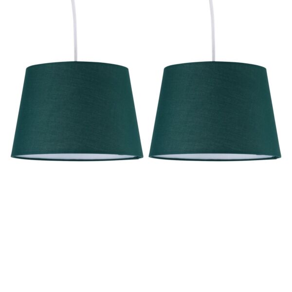 Set of 2 Dark Green 23cm Tapered Cylinder Pendant or Lamp Shades