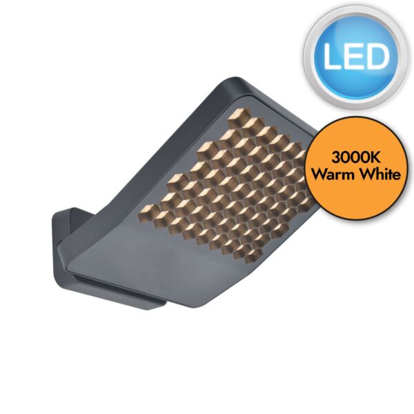 Lutec - Atlantis - 7801606118 - Dark Grey Clear IP54 Outdoor Floodlight