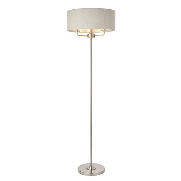 Endon Lighting - Highclere - 94359 - Brushed Chrome Natural 3 Light Floor Lamp