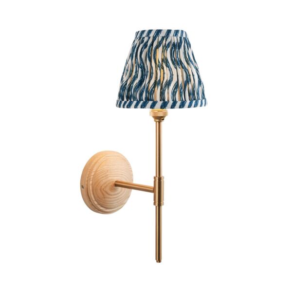Endon Lighting - Wood T Bar & Ripple 16cm - 115822 - Ash Wood Blue Wall Light