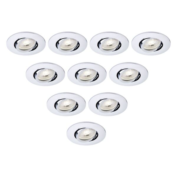 Saxby Lighting - Set of 10 Saxby ShieldONE 75 - 111580 & 113322 - Chrome Tilt Recessed Fire Rated Ceiling Downlights