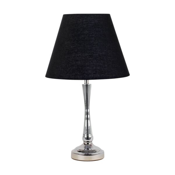 Chrome Table Lamp with Stem Detail and Black Shade