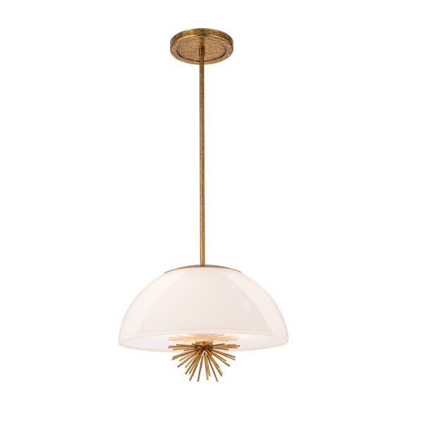 Elstead Lighting - Staring - STARING-3P-DG-OPAL - Distressed Gold Opal Glass 3 Light Ceiling Pendant Light