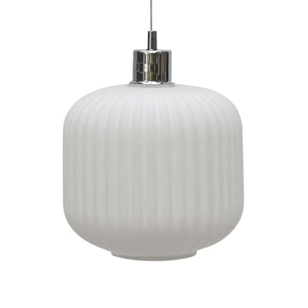 Bento - White Ribbed Glass Easy Fit Pendant Shade
