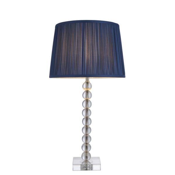 Endon Lighting - Adelie - 98377 - Nickel Clear Crystal Glass Midnight Blue Table Lamp With Shade