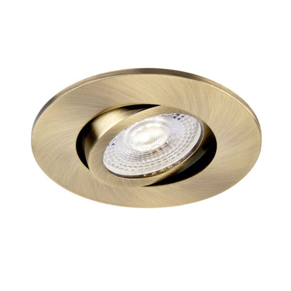 Saxby Lighting - Saxby ShieldONE 75 - 109806 & 113317 - Antique Brass Tilt Recessed Fire Rated Ceiling Downlight