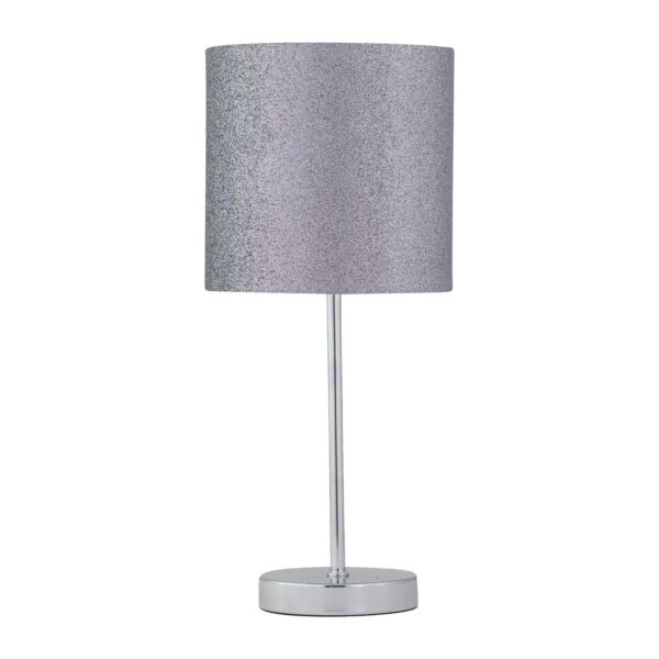 Chrome Touch Operated Table Lamp with Silver Glitter Shade