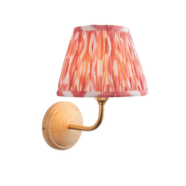 Endon Lighting - Wood Arc & Ikat 20cm - 116089 - Ash Wood Pink Wall Light