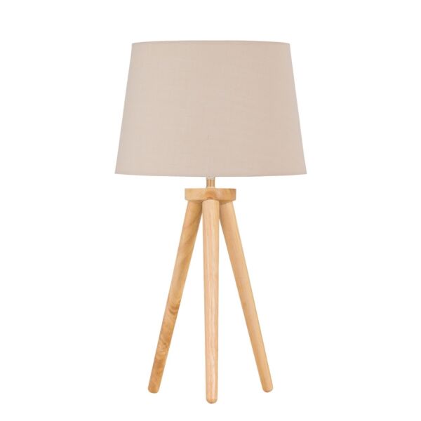 Voyage - Light Oak Table Lamp or Bedside Light with Natural Shade