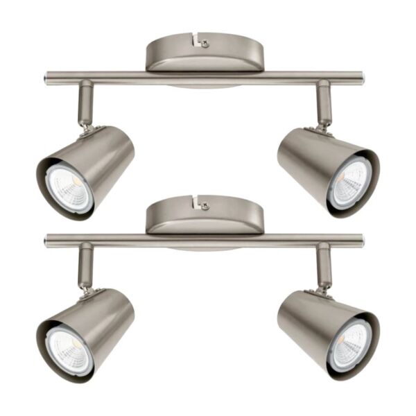 Set of 2 Travale - Satin Nickel 2 Way Adjustable Spotlight Fittings