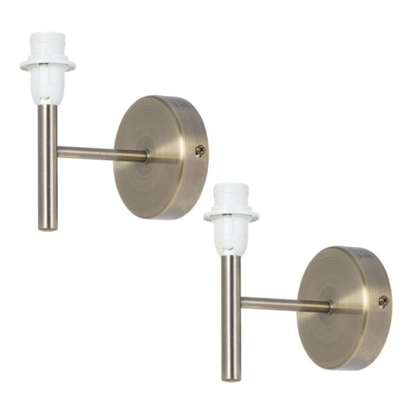 Set of 2 Brea - Antique Brass Wall Light Fittings Only