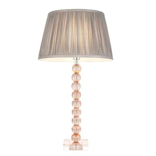 Endon Lighting - Adelie - 100353 - Blush Crystal Glass Nickel Charcoal Table Lamp With Shade