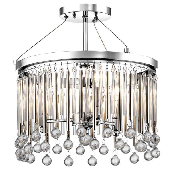 Kichler Lighting - Piper - KL-PIPER-SF-PC - Chrome Clear Crystal Glass 3 Light Flush Ceiling Light