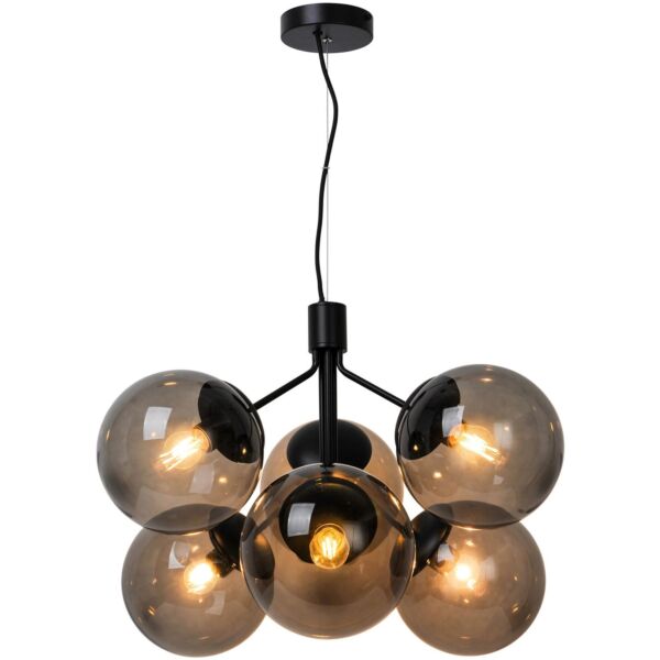 Nordlux - Ivona - 2112163003 - Black Smoked Glass 6 Light Ceiling Pendant Light