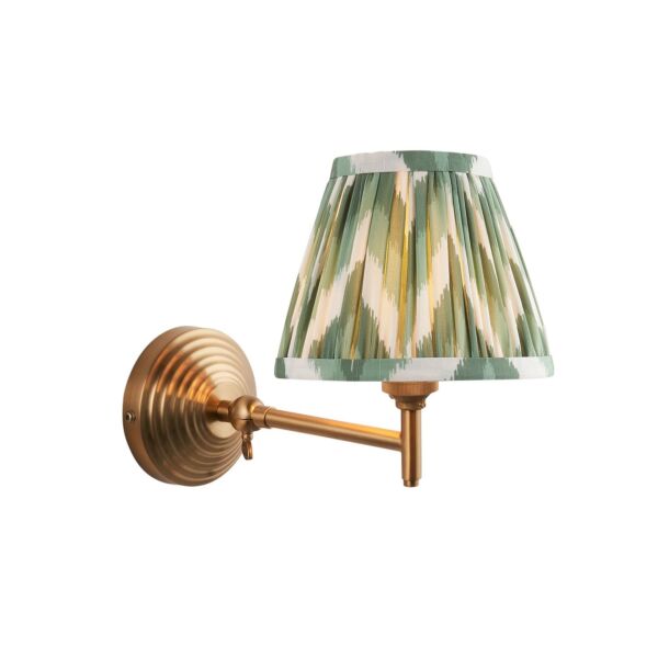 Endon Lighting - Obelisk Fold & Zigzag 16cm - 115728 - Aged Brass Green Wall Light
