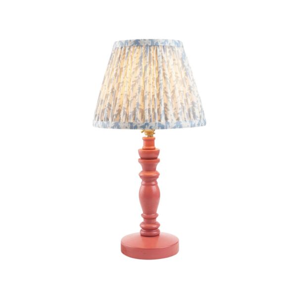 Endon Lighting - Bibury & Leaf 20cm - 114268 - Pink Aged Brass Blue Table Lamp With Shade