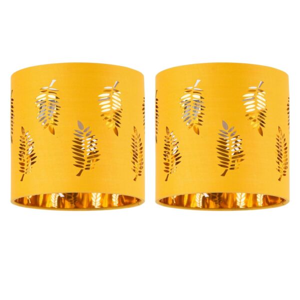 Set of 2 Fern - Ochre with Gold Inner 15.5cm Table Lamp Shades
