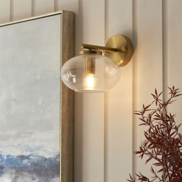Endon Lighting - Jacob - 118509 - Warm Brass Clear Bubbled Glass Flush Ceiling Light