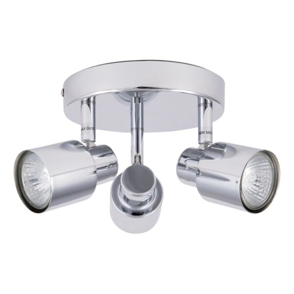 Chrome 3 Light IP44 Bathroom Round Spotlight Plate