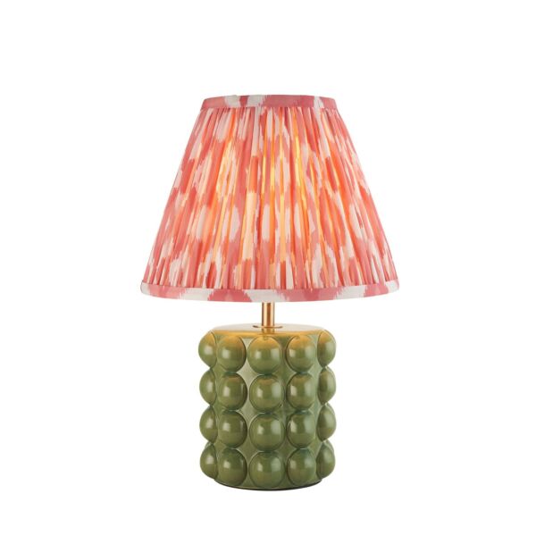 Endon Lighting - Bobble & Ikat 25cm - 116294 - Olive Green Aged Brass Pink Ceramic Table Lamp With Shade