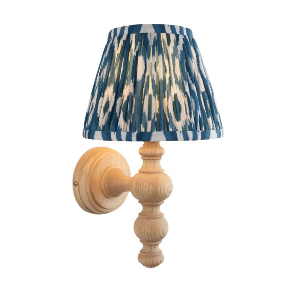 Endon Lighting - Bibury & Ikat 20cm - 114330 - Ash Wood Aged Brass Blue Wall Light