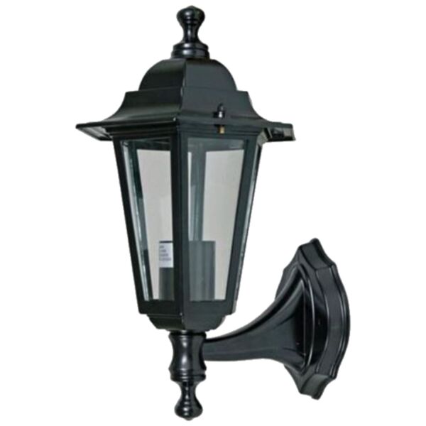 Cumbria - Black with Clear Six Sided IP44 Outdoor Wall Light