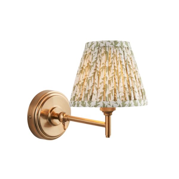 Endon Lighting - Step Fold & Leaf 16cm - 115793 - Aged Brass Green Wall Light