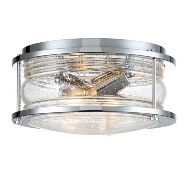 Quintiesse - Ashland Bay - QN-ASHLANDBAY-F-PC-BATH - Chrome Clear Seeded Glass 2 Light IP44 Bathroom Ceiling Flush Light