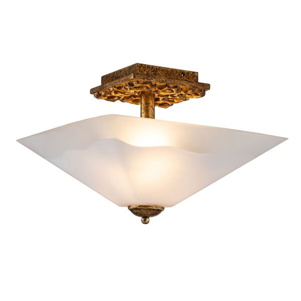 Flambeau Lighting - Star - STAR-F-S-DG - Distressed Gold Opal Glass 2 Light Flush Ceiling Light
