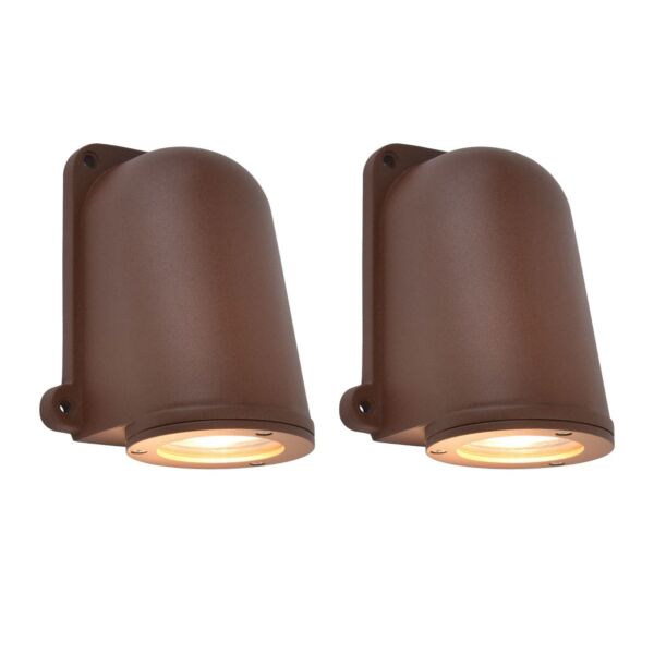 Set of 2 Ancor - Rustic Brown Clear Glass IP54 Outdoor Wall Washer Lights