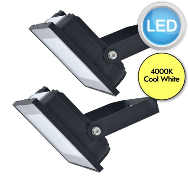 Set of 2 Halo - Black Clear Glass IP65 30387 Outdoor Floodlights