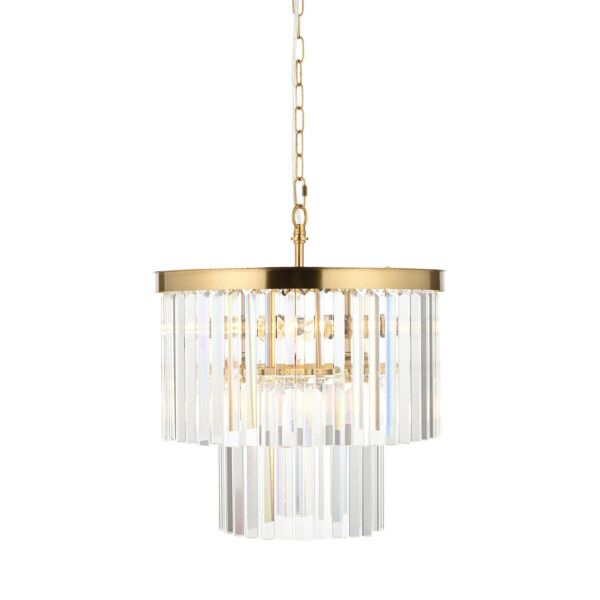 Endon Lighting - Conaston - 115456 - Aged Brass Clear Cut Glass 4 Light Ceiling Pendant Light