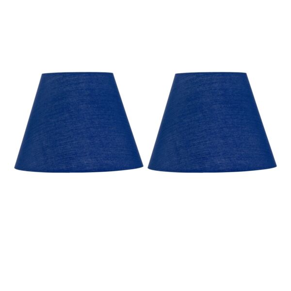 Set of 2 Navy Blue Cotton 20cm Diameter Tapered Fabric Lamp Shades