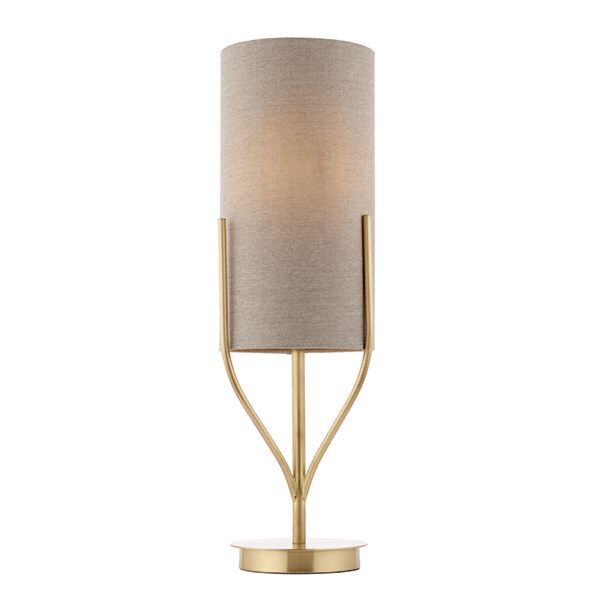 Endon Lighting - Fraser - 95467 - Satin Brass Natural Table Lamp With Shade