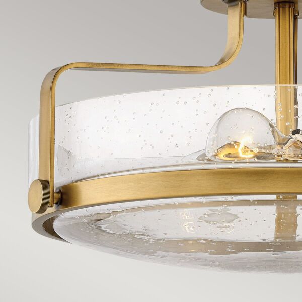 Hinkley Lighting - Harper - HK-HARPER-SFM-HB-CS - Heritage Brass Clear Seeded Glass 3 Light Flush Ceiling Light