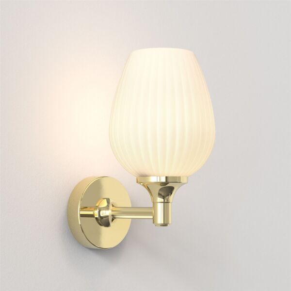Astro Lighting - Liberty - 1485002 - Brass White Ribbed Glass IP44 Bathroom Wall Light