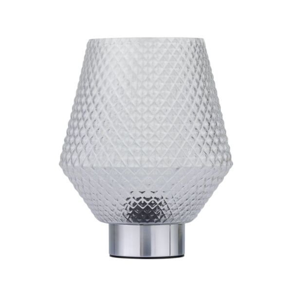 Porter - Battery Operated Chrome Lamp with Clear Textured Glass