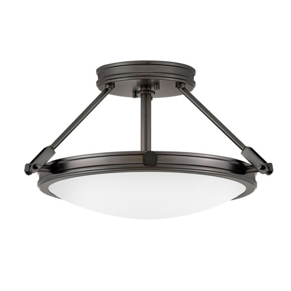 Hinkley Lighting - Collier - HK-COLLIER-SF-S-BX - Black Frosted Glass 3 Light Flush Ceiling Light
