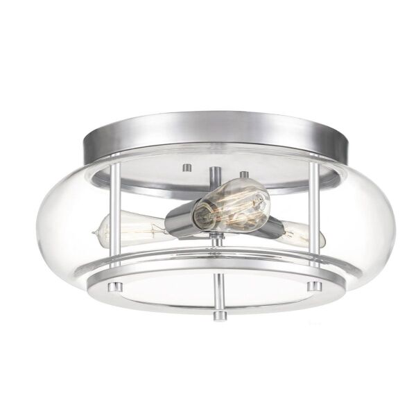 Quoizel Lighting - Trilogy - QZ-TRILOGY-F-M-BATH - Chrome Clear Glass 3 Light IP44 Bathroom Ceiling Flush Light
